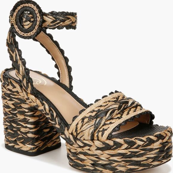 Sam Edelman Iliana Platform Sandal Woven Braided block heel 8.5 Strappy - Picture 2 of 5